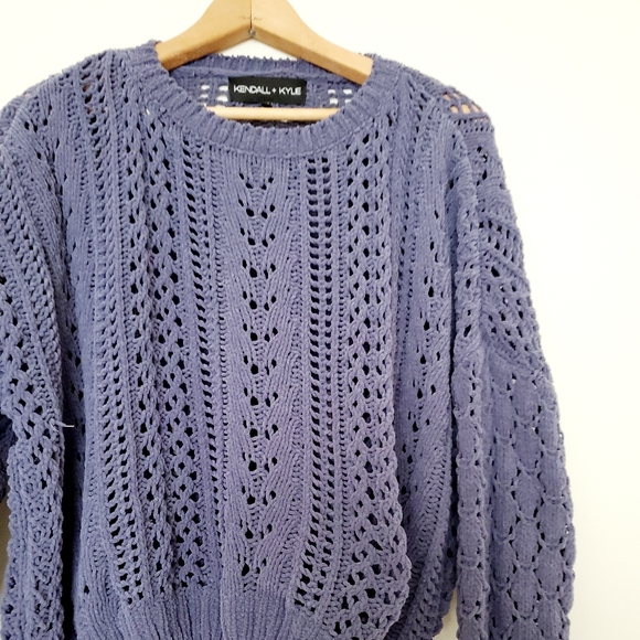 Kendall & Kylie blue knit open crop sweater - Picture 6 of 9